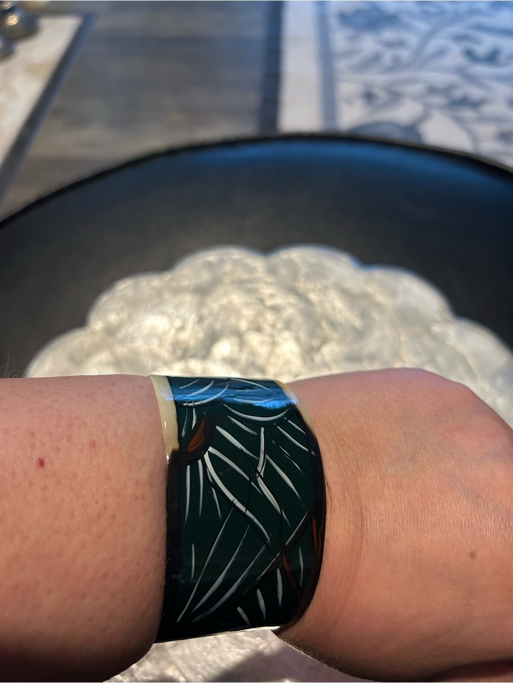 Buffalo Horn Painted 🍃 Statement Cuff Bracelet